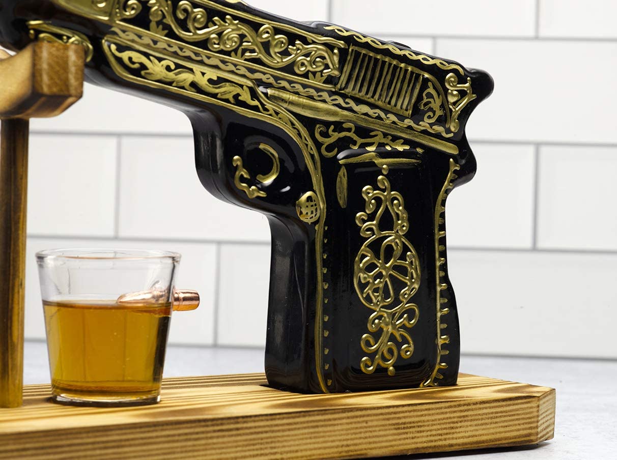 Hand Painted Pistol Whiskey & Wine Decanter-2