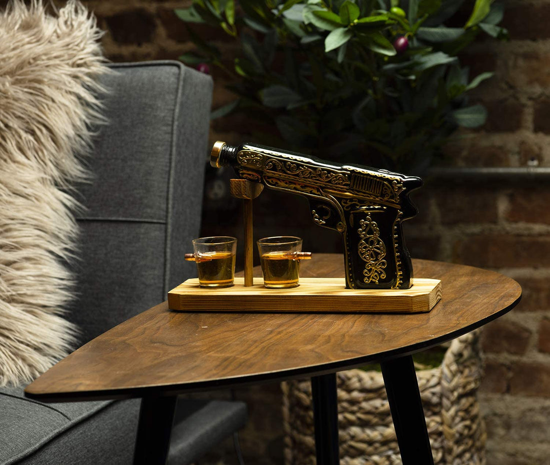 Hand Painted Pistol Whiskey & Wine Decanter-0