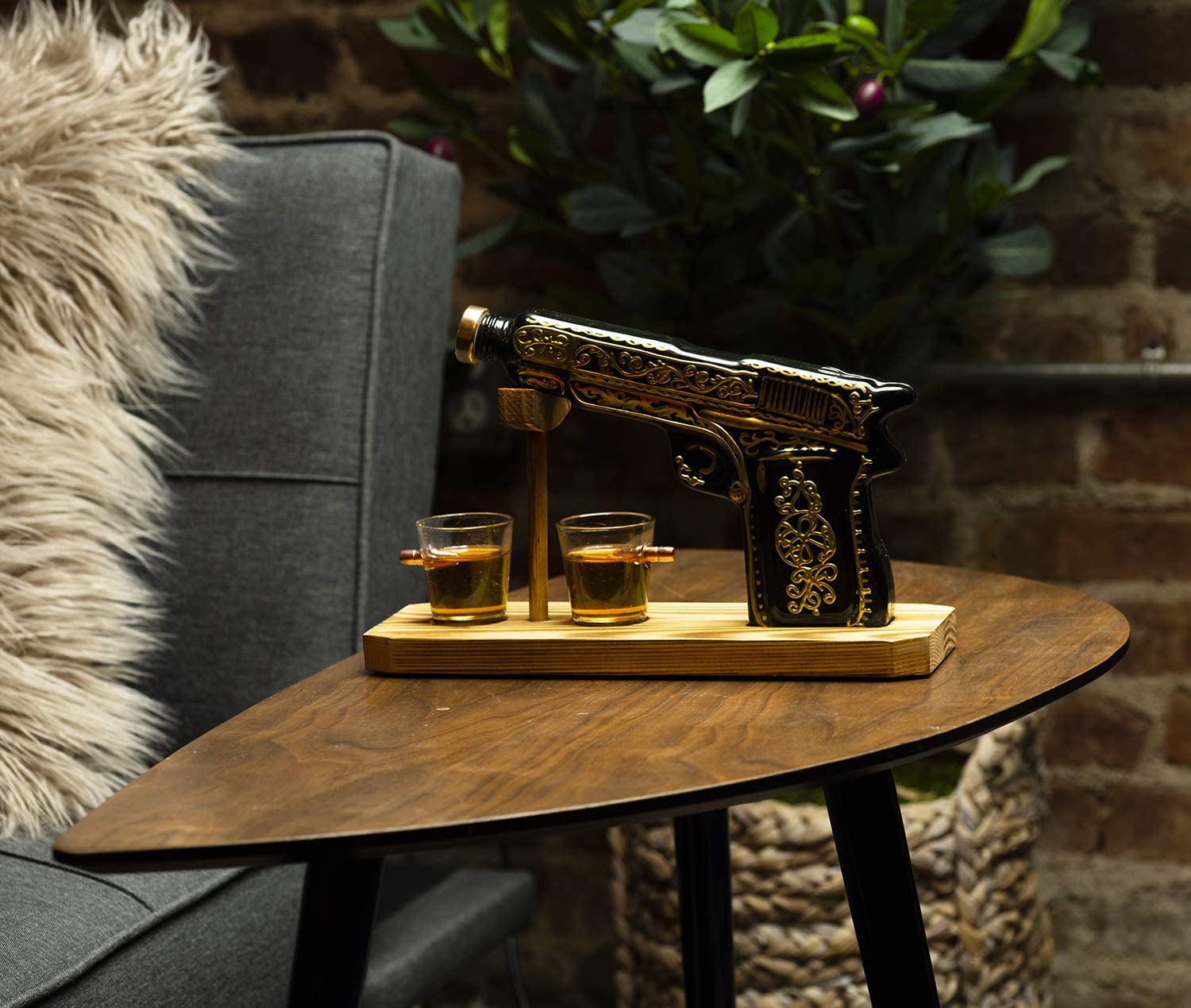 Hand Painted Pistol Whiskey & Wine Decanter-1