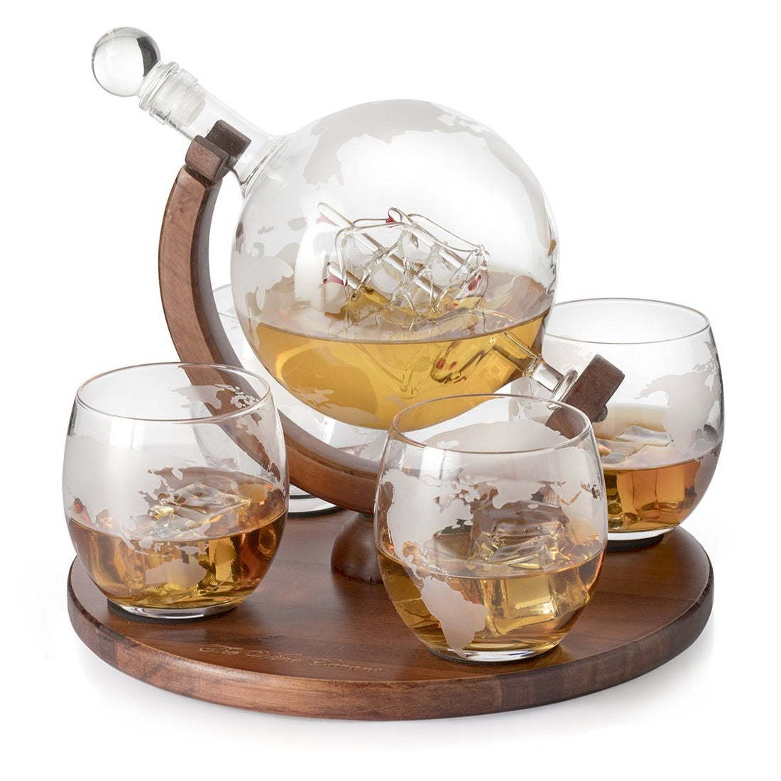 Etched World Decanter whiskey Globe - 750 ml-4