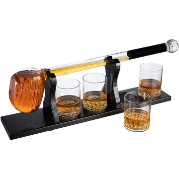 Golf Whiskey Decanter and 4 Liquor Glasses - Decanter & Glass Set - Golf Stick Gifts for Men - Unique Whiskey Decanter Set - Bourbon & Scotch Decanter for Serving Alcohol - Golfer Gifts for Dad