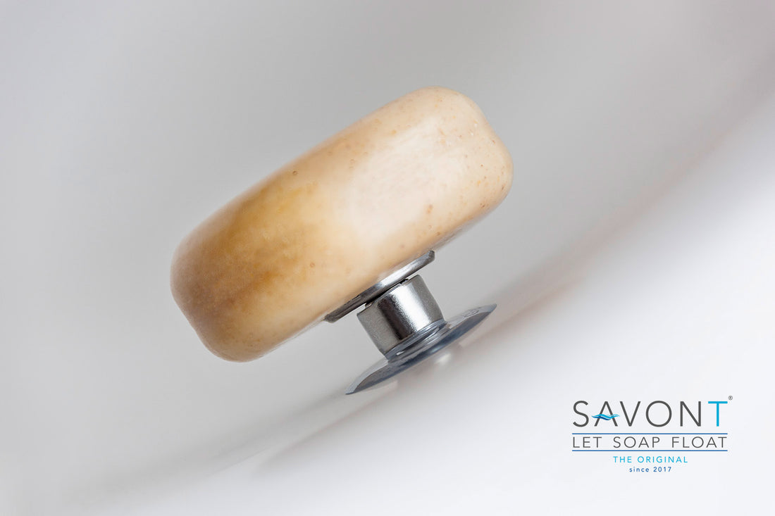 SAVONT Original Magnetic floating soap holder | Always dry & clean | Soap dish dispenser drainer for shower or sink-10